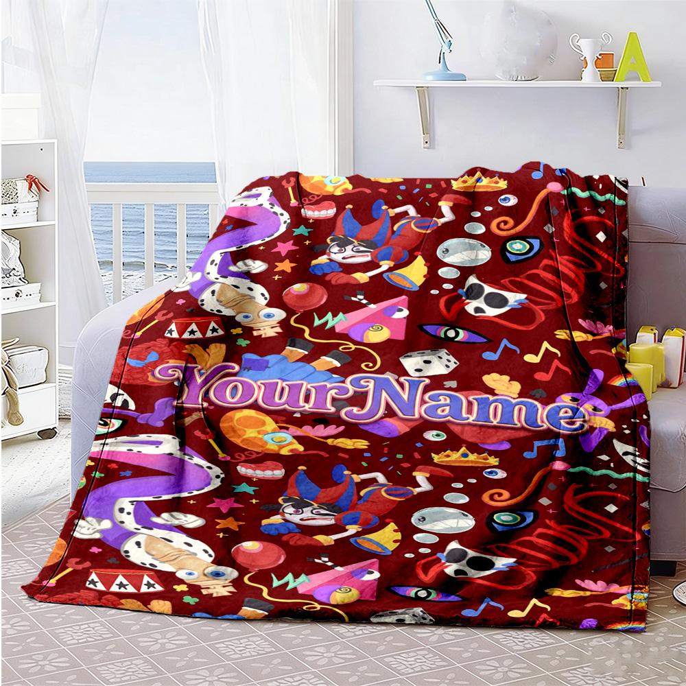 Coper ta Plaid Circo Digitale Testo Personalizzato Coperta Personalizzata Morbida Calda Accogliente Versatile per Biancheria da Letto Soggiorno Sedia da Ufficio Mare