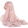 1Pc Muslim Shawl Scarf Chiffon Hijab Breathable Turban Head Wrap Women Solid Color Polyester With Inner Cap