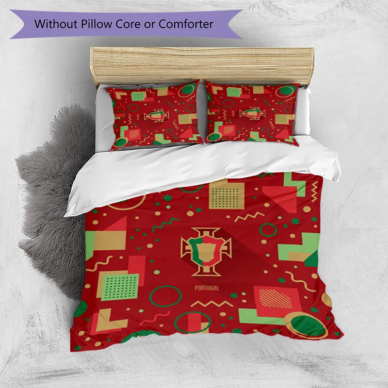 Set Biancheria da Letto Stampata Calcio Portogallo 3 Pezzi Set Copriletto Traspirante Accogliente come Regalo per la Casa Nuova o per le Feste