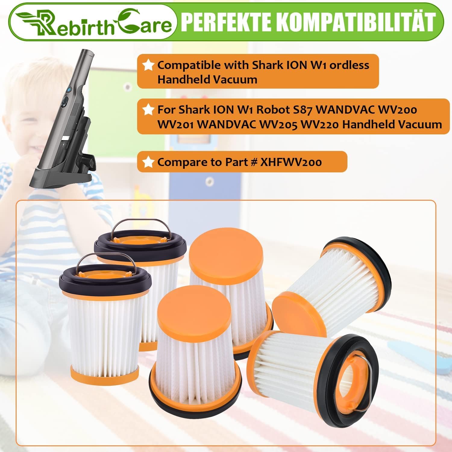6 шт. Сменные фильтры WV201 для ручного беспроводного пылесоса Shark Wandvac ION W1 S87, Совместимы с WV200, WV201, WV205, WV220, WV201BK, Сравните