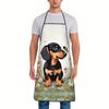 A Charming Dachshund Apron with a Bee And Floral Print - a Unisex Kitchen And Hairdressing Apron Made of Stretchy Polyester, Featuring a Vintage Style