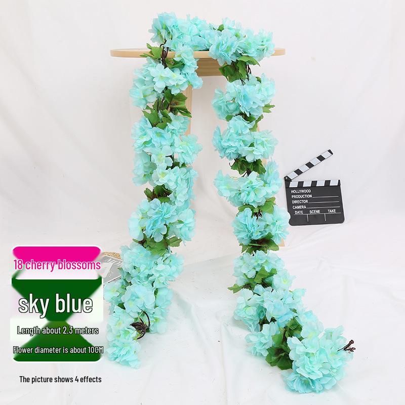 Artificial Rose Vine Ceiling Decor with Rattan for Living Room and AC Pipe Cover