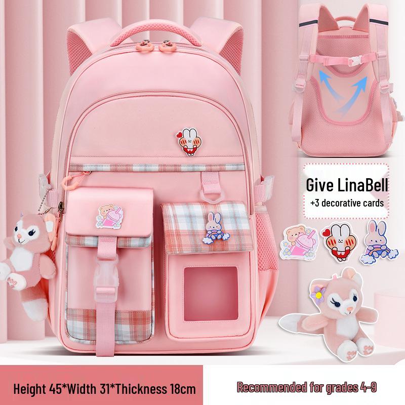 Leichter Kinderrucksack mit Rückenschutz, Klassen 1-6, Doppelschulter, Großes Fassungsvermögen, Handgriff