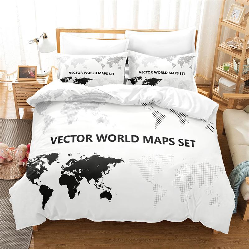 Bedding Set Colour Map Duvet Cover Set 3d Queen Bedding Bed Linen Fashion Duvet Cover Bedroom Hotel Comforter Bedding Sets