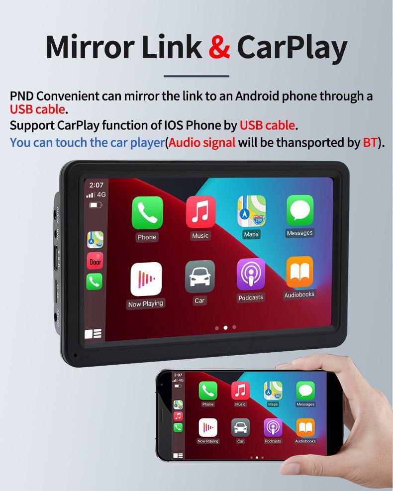 7-Inch Wireless Android Auto & CarPlay Portable Navigator MP5 Player