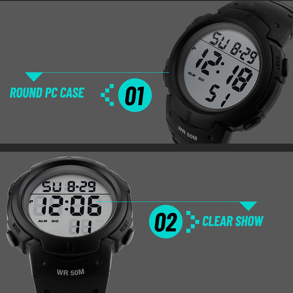 Men Digital Watch Stopwatch Alarm Luminous Watch