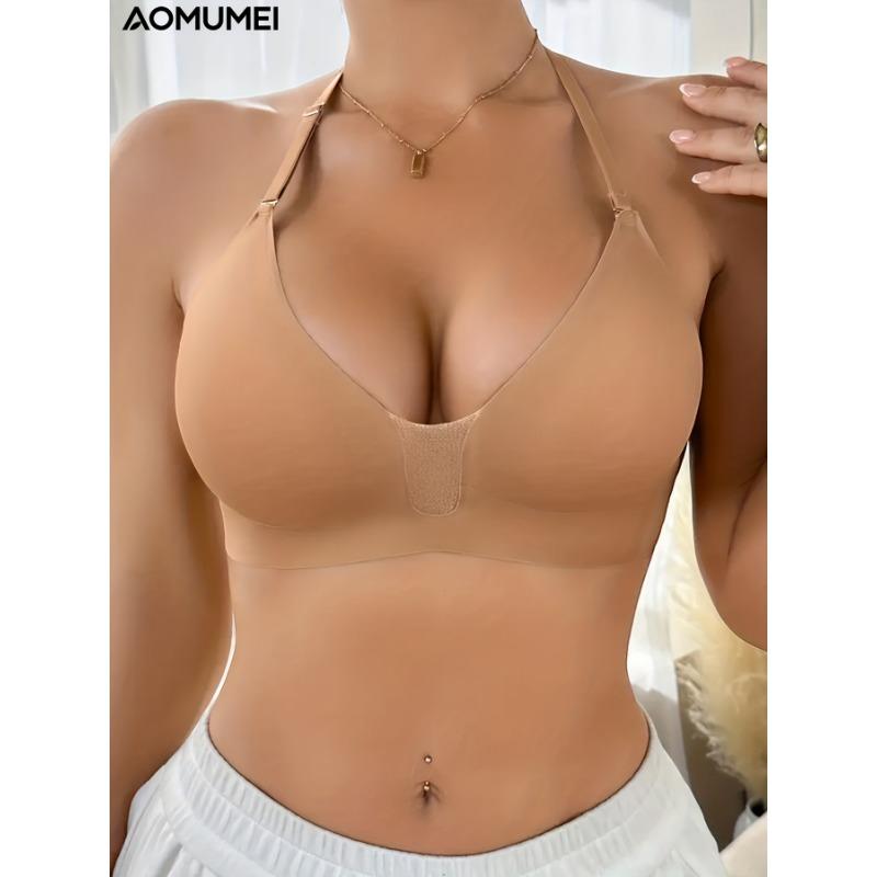 Nahtloses kabelloses Push-Up-Bralette für Damen mit tiefem V-Ausschnitt, verstellbarem Träger, unsichtbar, bequem, atmungsaktiv, Alltags-BH für den täglichen Gebrauch
