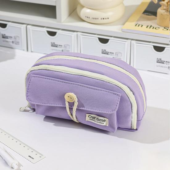 Retro Pencil Bag Multi-Compartment Canvas Pencil Case Large Capacity Pen Pouch Stationery Organizer for Students Boys Girls