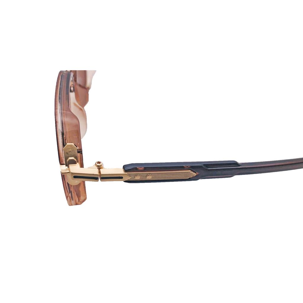 RSINC Unisex Designer-Sonnenbrille UV-Schutz Vintage Quadratisch Braun Gold KN-2307 B0DKC3S5CF