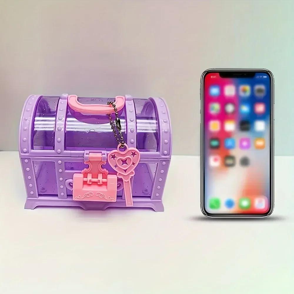 Mini Rose Jewelry Box Girls Jewelry Box with Lock Treasure Chest Shape Storage Case Container for Trinket Gifts Pretend Play Toy