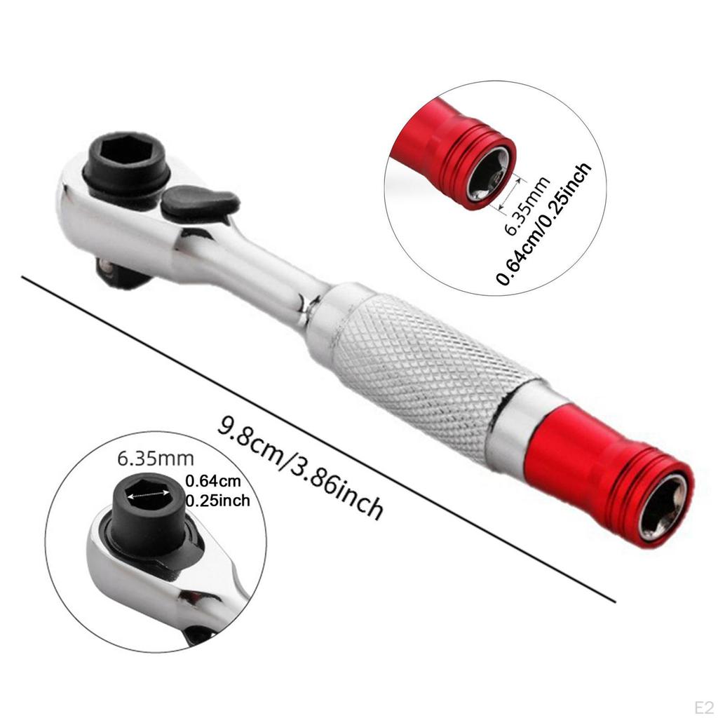 Mini Ratchet Wrench Adjustable 1/4 Inch Bit Driver Multipurpose Compact Repair Tool Hand for