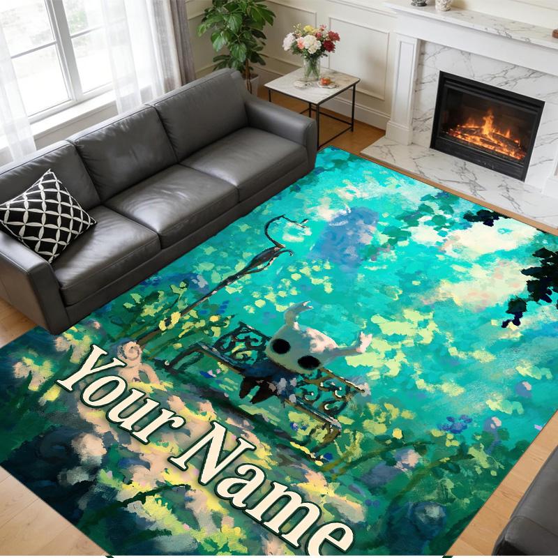 Crystal Velvet Rug Custom Name Text, Soft Non Slip Floor Mat Home DecorHollow Knight