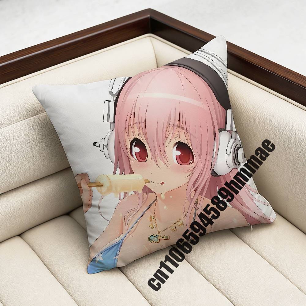 Cartoon Virtual Singer SSuper Sonico Throw Pillow Case Sham For xcm xcm Square Car Pillowcase Pad Cushion Cover