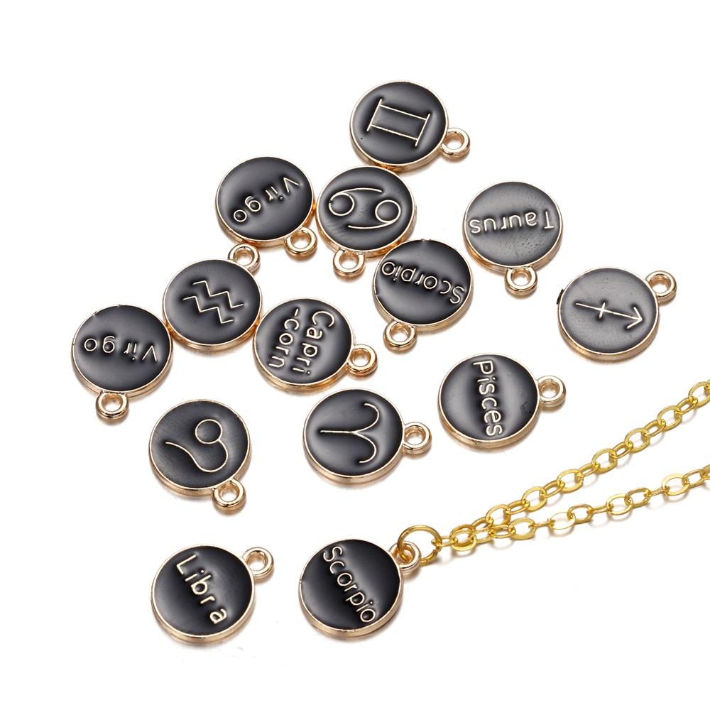 12Pcs/Lot 12 Constellations Charms Enamel Charms Letters Handmade Pendant for DIY Bracelet Necklace Pendants Jewelry Making