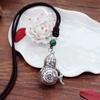 Handmade Retro Cotton and Linen Tibetan Silver Pendant Necklace Medium and Long Flower Versatile Sweater Chain Women's Simple Accessories