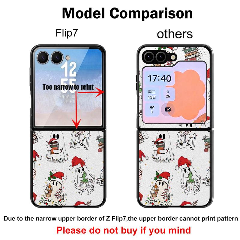 Christmas Ghost Halloween Case For Samsung Z Flip 8 7 FE 6 5 4 Hybrid Leather Skin Hard PC Bumper Cover For Galaxy Z Flip8 Flip7 Flip6 Flip5