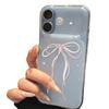 Ins small fresh pink and white bow for Apple 17Promax large window mobile phone case IP16/15/14/13