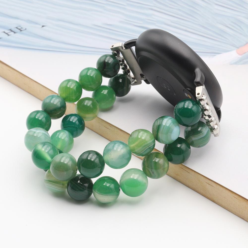 Classic 20mm Wristband Watch Strap Handmade Elastic Agate Beads Bracelet for Galaxy Watch 5 Pro /Samsung Galaxy Watch 4 Classic/ Active2