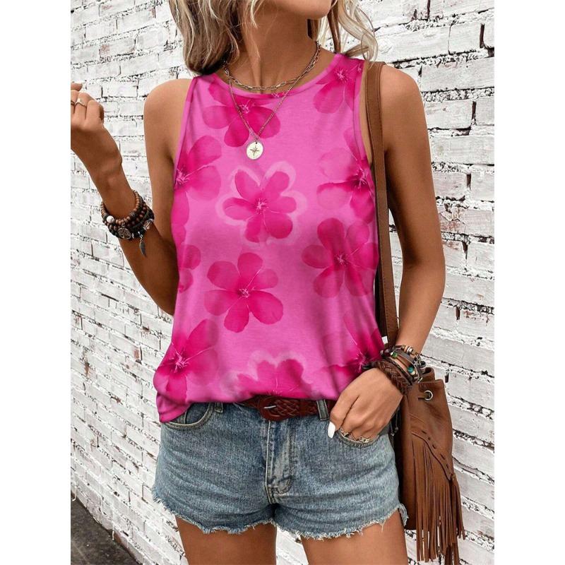 2026 New Women's Crew Neck Tank Top Leopard Print And Love Print Women's Tank Top Street Fashion Women's Casual Tank Top