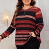Damen Übergröße Neues Herbst Rundhals Streifenshirt