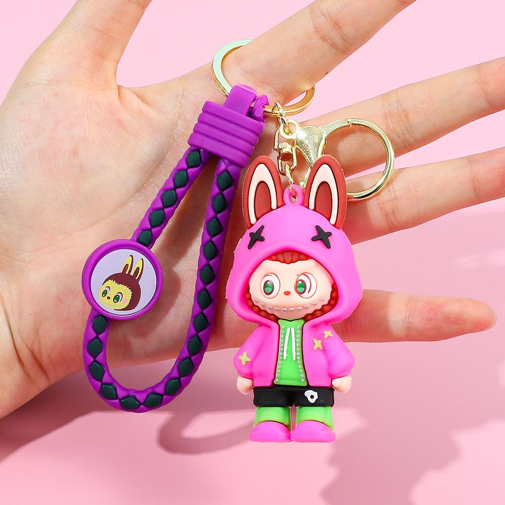 

New Labbubu Keychain Cartoon Doll Schoolbag Pendant Car Keychain Small Gift 1pc