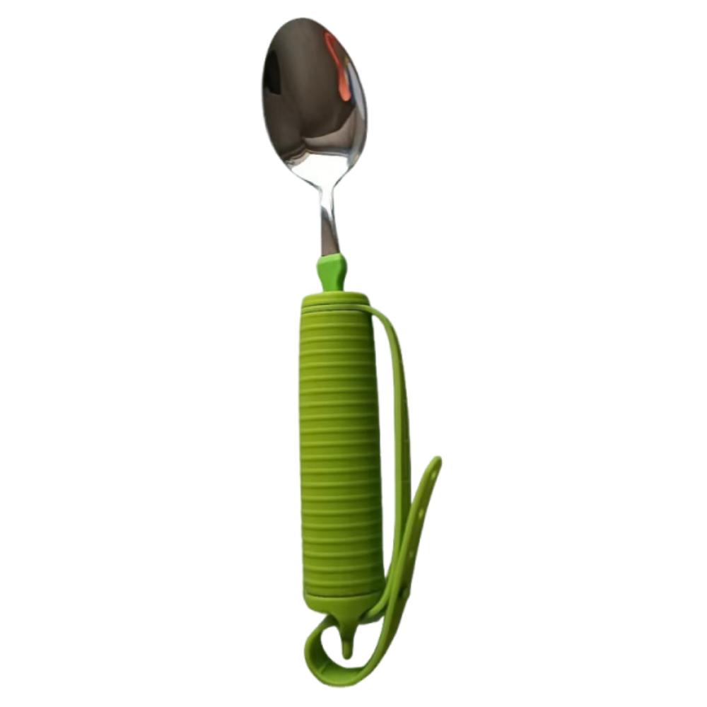 Tragbares Edelstahl-Besteck mit Gabel und Löffel, wackelfrei, Esshilfe, Löffel für Senioren