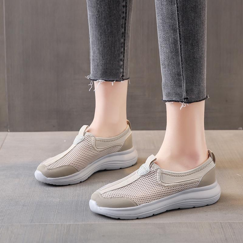 Fashion Women's Flat Bottomed Breathable Mesh Outdoor Sports Anti Slip Soft Sole Tennis Casual Single Shoes Women's Vulcanized Shoes