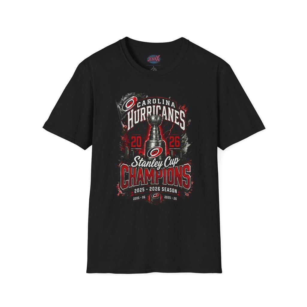 Carolina Hurricanes 2026 Stanley Cup Kampioenen Grafisch T-shirt Unisex IJshockey Team Fan Katoen Korte Mouw Casual Tee