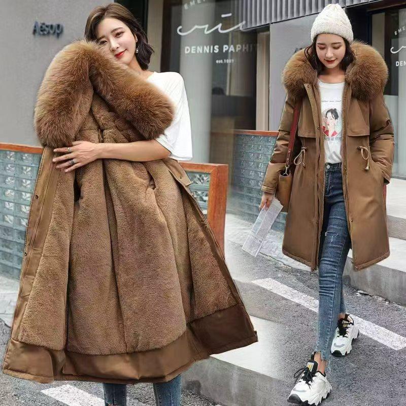 Winter Jacket New Women Parka Clothes Long Coat Wool Liner Hooded Jacket Fur Collar Thick Warm Snow Wear Padded Parka 6XL