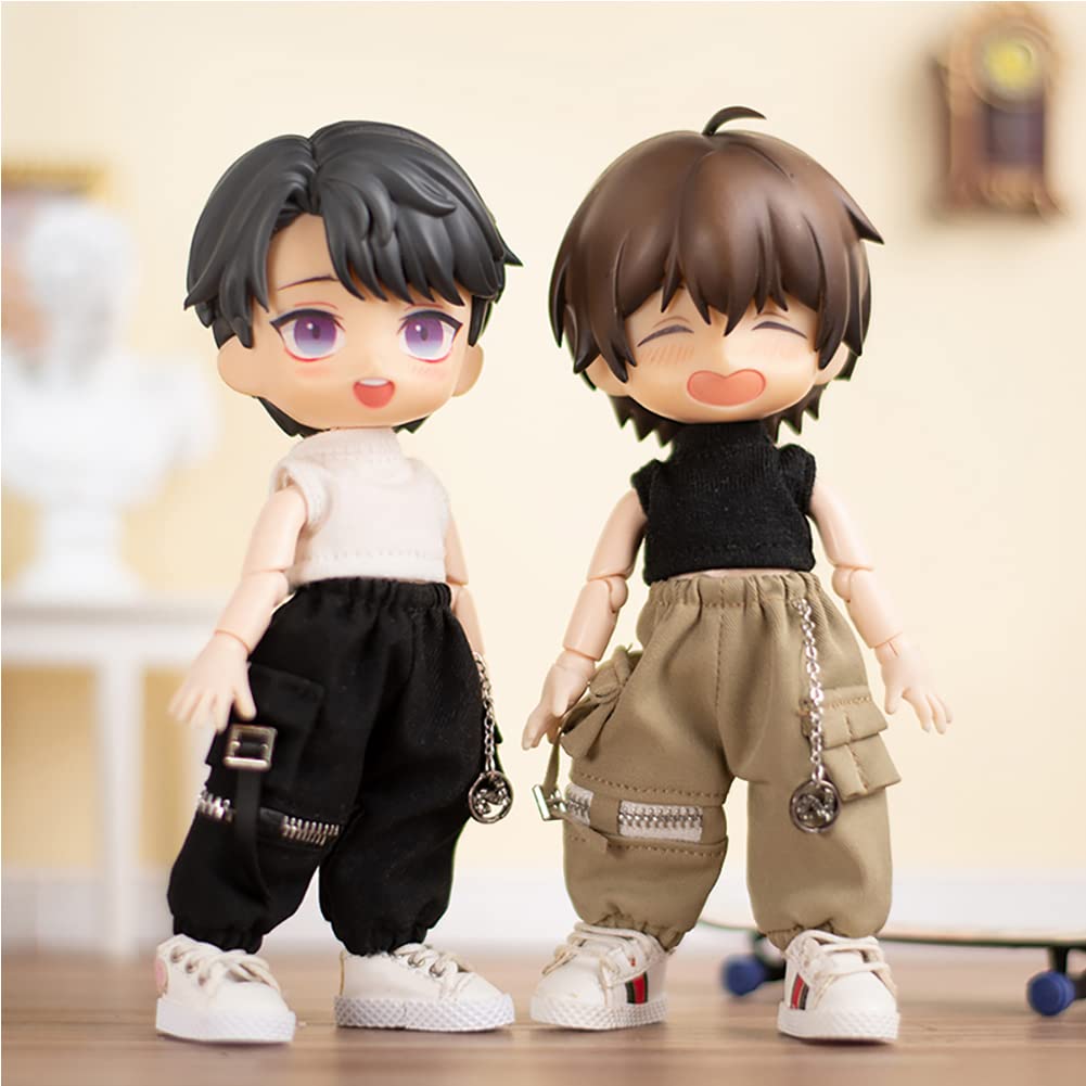Rakulifey Obitsu 11 Clothes Pants OB11 Size Outfit Trousers Obitsu Doll Clothes BJD Doll Clothes 1/12 (Black)