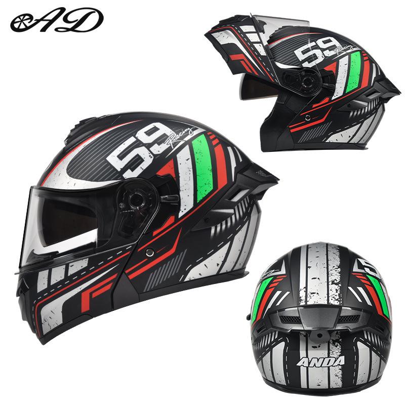 AD Winter 3C Certified Flip-Up Full Face Electric Motorcycle Helmet for Men & Women - All-Season Safety Gear