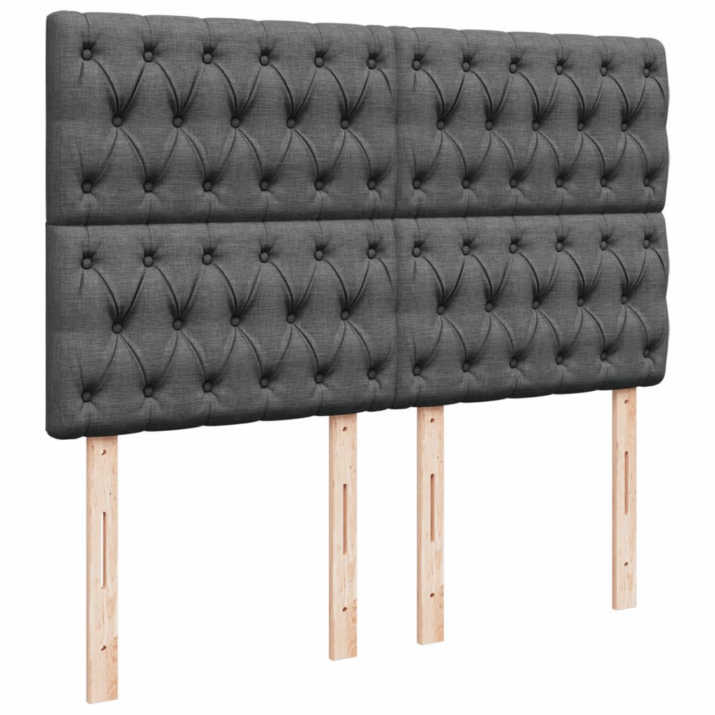 Box Spring Bed with Mattress Dark Gray 140 X 190 Cm Fabric
