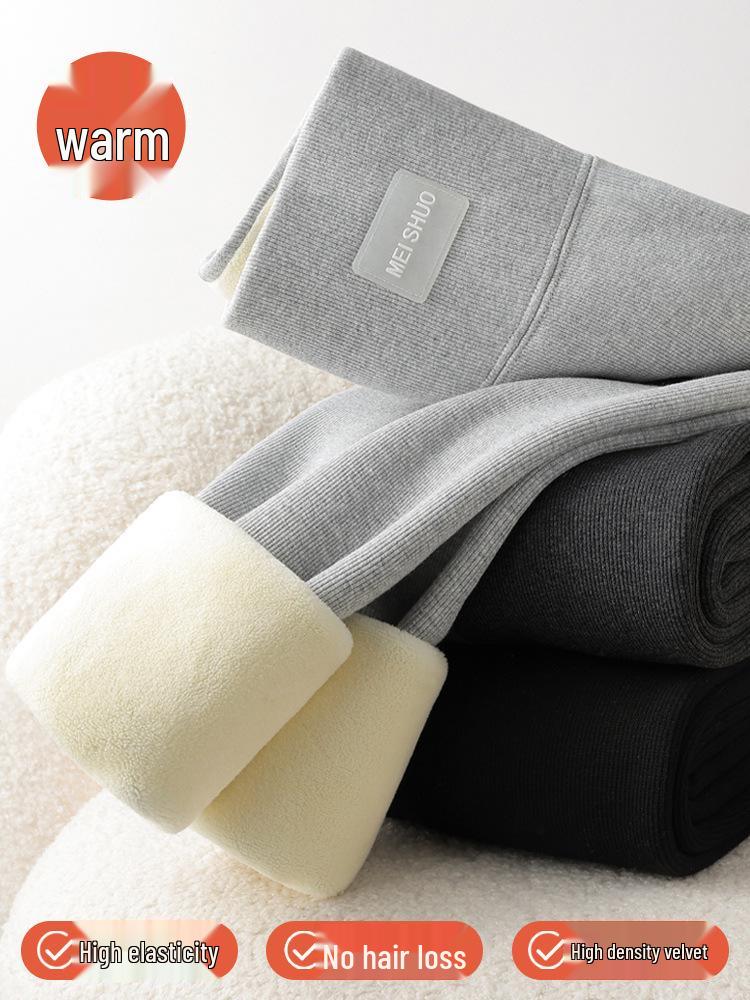 Women's High Waist Fleece-Lined Wool Pants – Extra Thick, Winter Style, Elastic, Body-Shaping, Warm, and Non-Bulky.