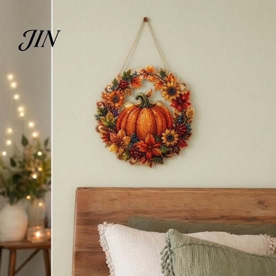 Sezonowy element dekoracyjny Dynia Akrylowy Dekor na Okno, Ornament Wianek Jesiennych Plonów na Święto Dziękczynienia Halloween, Wewnątrz Zewnątrz