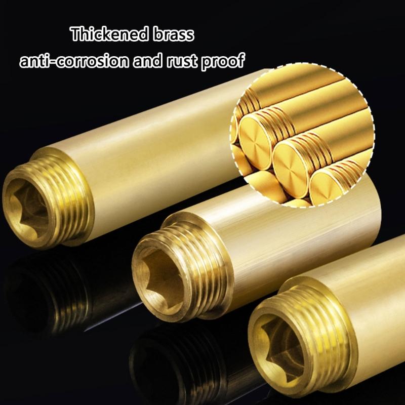 2pcs Brass 1/2inch Tap Extension Brass 1/2inch Hose Extension Plumbing Extension Adapter Upgrades for Heating & Drinking
