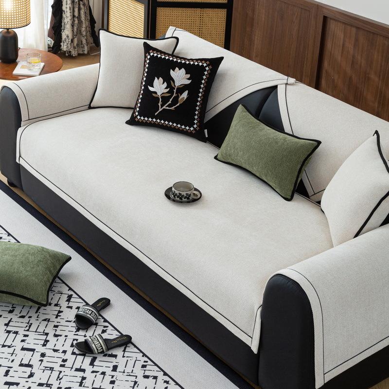 Sofa cushion universal in all seasons, new light luxury high-end non-slip leather sofa cushion, chenille sofa cover towel