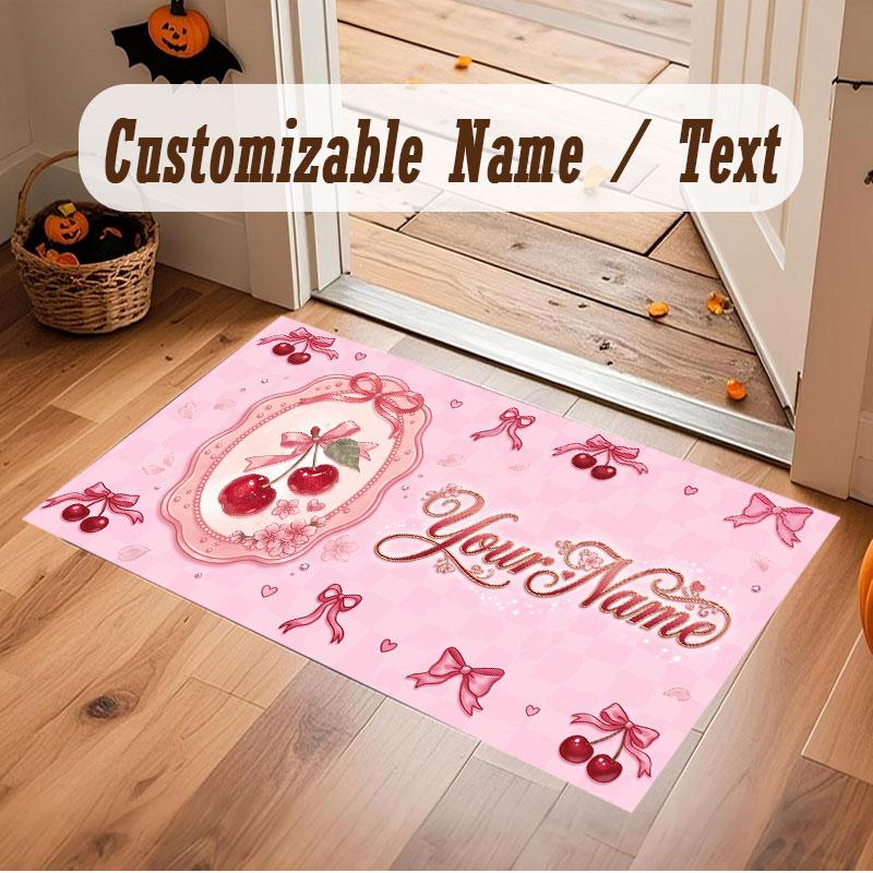 Decorative Artwork Theme Crystal Velvet Floor Rug Personalized Custom Name Text Warm Carpet Home Decoration