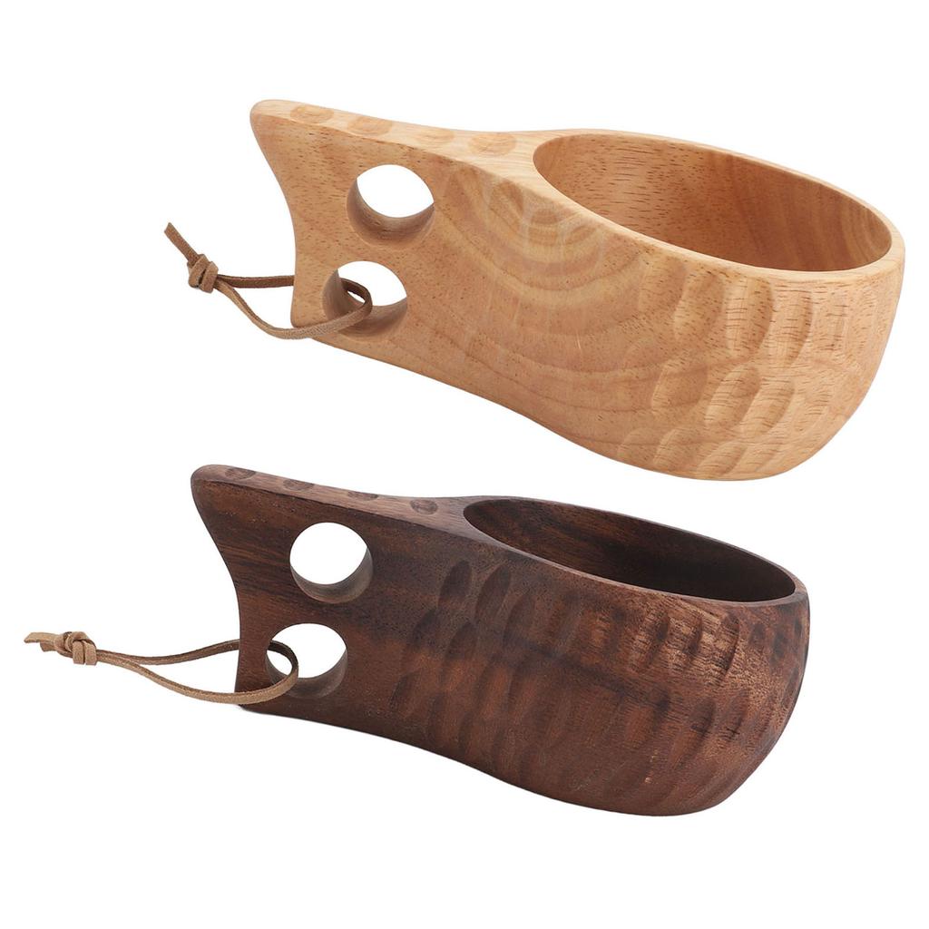 350ML Wooden Cup with Handle Portable Multifunctional Wood Mug Drinking Cup for Coffee Tea Milk Beve