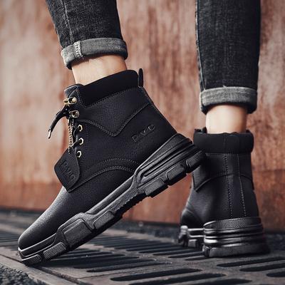 Leder Herren Stiefel Winter mit Fell Super Warm Schneestiefel Herren Winter Freizeitschuhe Sneakers High Top Western Stiefeletten Wasserdicht