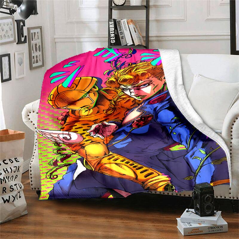 1pc Blanket JoJo's Bizarre Adventure Print Design, Lightweight Blanket for Sofa, Bed- Soft &Warm, Gift for All Seasons like Christmas, Halloween