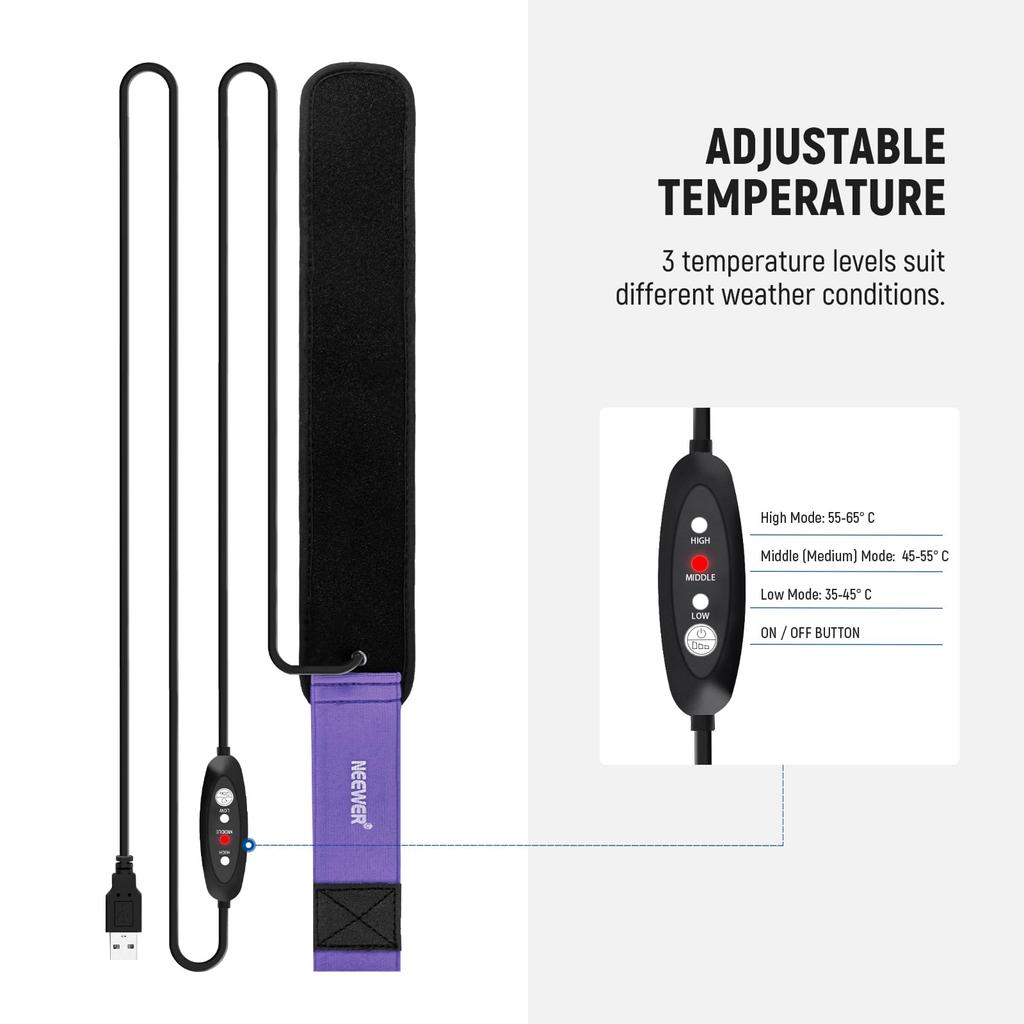 NEEWER USB Lens for Cameras and 3 Temperature Heating Strip for DSLR Mirrorless and Astronomical 20"/500mm Heater/Warmer Telescopes, Settings,