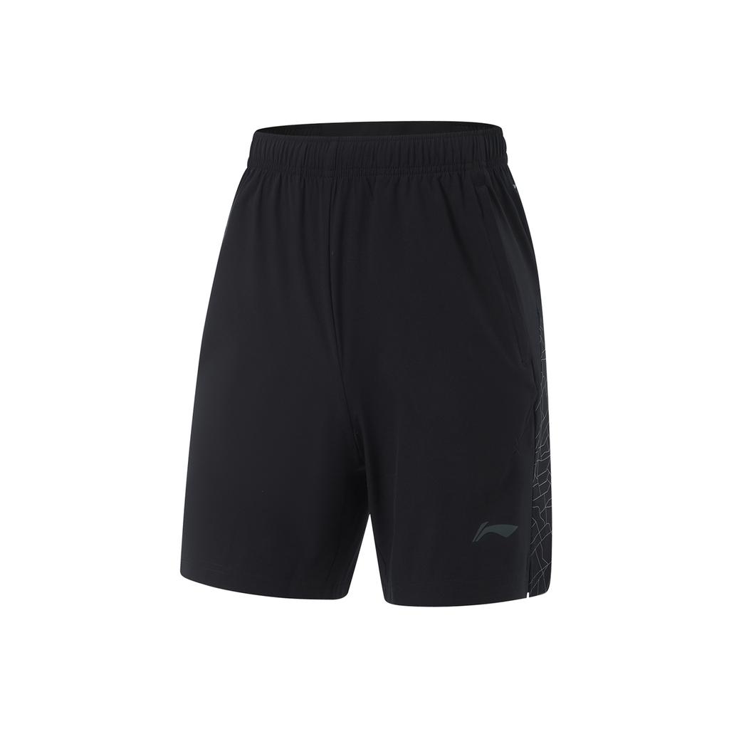 Li Ning Running Series Solid Color Mid Waist Quick Dry Breathable Straight Leg Sports Shorts Men Shorts Black AKSU047-1