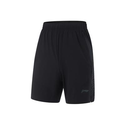 Série de Corrida Li Ning Cor Sólida Cintura Média Secagem Rápida Respirável Perna Reta Shorts Esportivos Shorts Masculinos Preto AKSU047-1