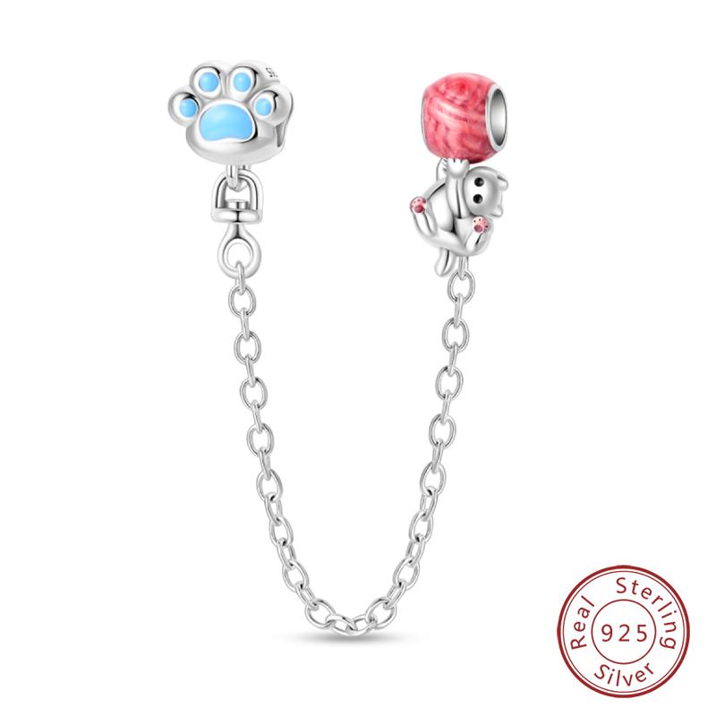 Copper Heart Shaped Keylock Cross Pattern Fantasy Cat Claw Safety Chains Fit Qikaola Original Bracelets Diy Jewelry