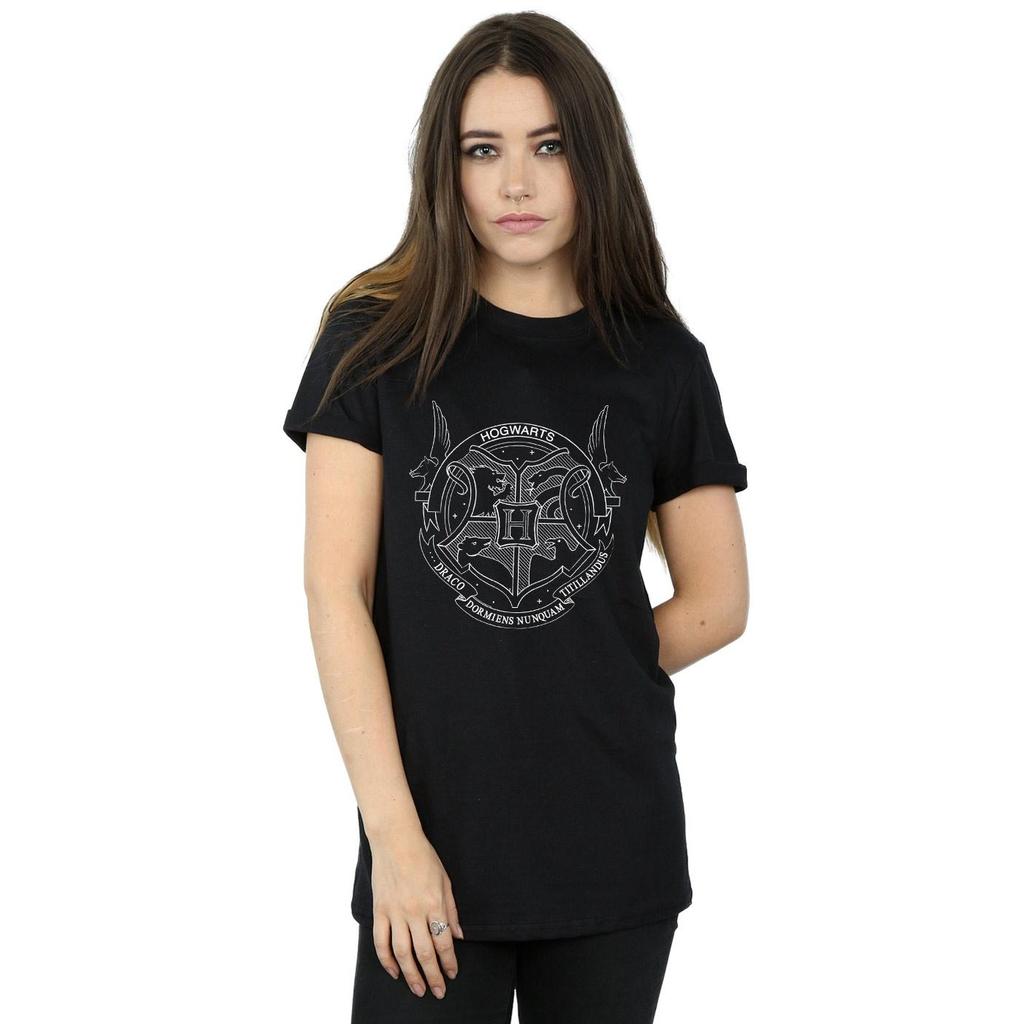 HARRY POTTER Womens/Ladies Hogwarts Seal Cotton Boyfriend T-Shirt