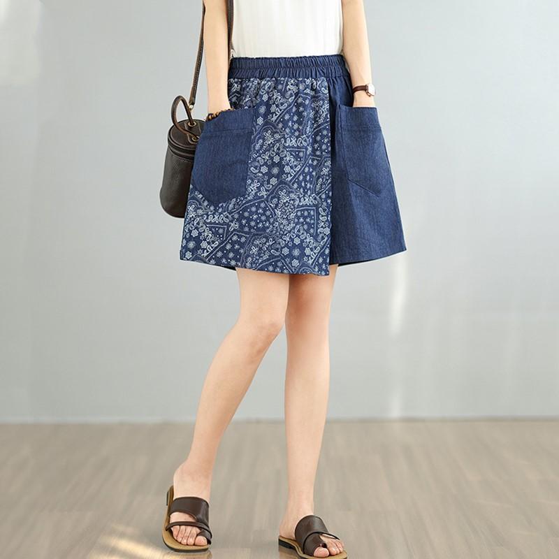 High waist plus size vintage casual loose summer denim shorts for women short jeans