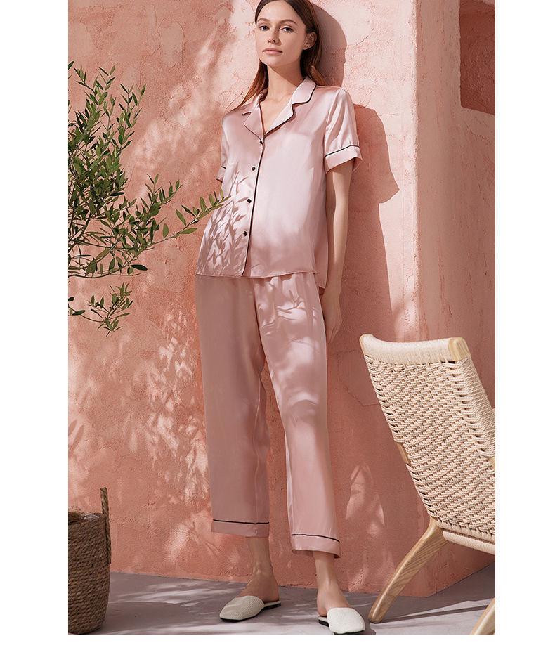100% Mulberry Silk Women's Long Sleeve Pajama Set - Minimalist Autumn Homewear