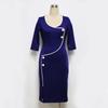 Elegant Womens Vintage Brief Split Bottom Dress With Timeless Deep O-neck Design
