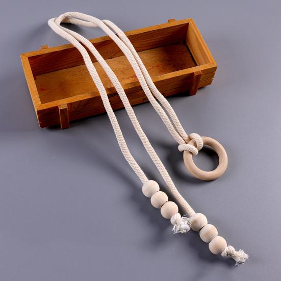 Yousheng Natürliche Holzperlen Vorhangband mit Quastenring Dekorative Halter Vorhangbinder Wohnzimmer Heimdekoration