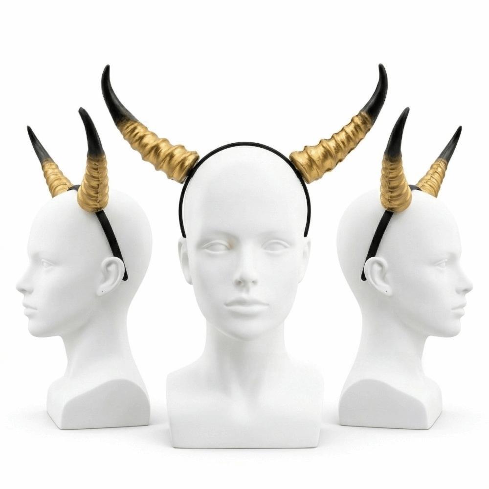 Pu Halloween Horns Headband Ox Horn Halloween Hair Hoop Personality Cosplay Hairband Photo Props